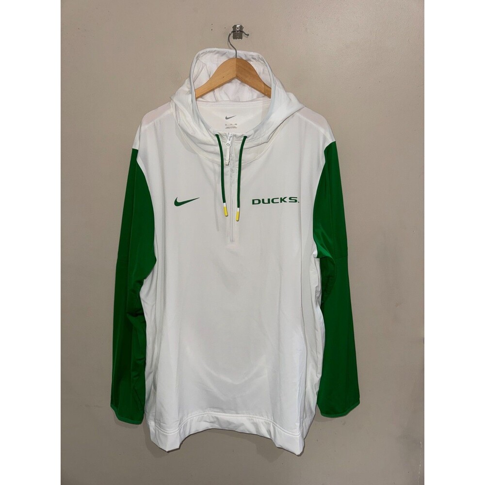 Mens 2XL Nike Oregon Ducks Football Team Issue PE Sideline 1/4 Zip Hooded Jacket